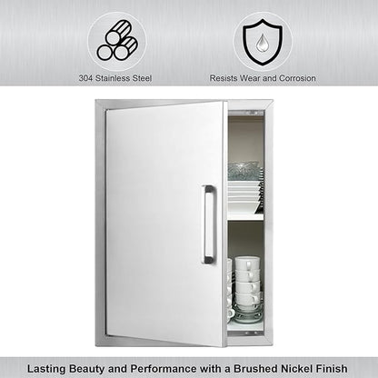 Outdoor Kitchen Door, 17 "W23 H Outdoor Kitchen Access Door, Stainless Steel Barbecue Single Door, Can Be Used for Outdoor Kitchen Island Or Outdoor Kitchen