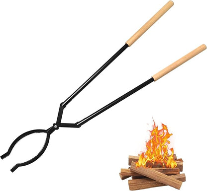 Heavy Duty Firewood Tongs – 42" Large Fireplace Tongs Log Grabber with Scissor Shape Serrated, Portable Expandable Fire Pit Tongs for Outdoor Fire Pit, Indoor Fireplaces, Campfires, Bonfires