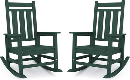 Oversized Outdoor Rocking Chair Set of 2, HDPE Patio Rockers by KINGYES
