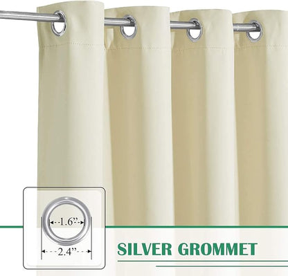Waterproof Curtains for Patio W100 x L95 Inch Natural Beige, 1 Panel | Block - Image 2