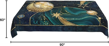 Worltoldb Moon and Sun Tablecloth - Waterproof Boho Cloth for Kitchen Dining - Washable Tarot Cover for Parties, Wedding, Picnic
