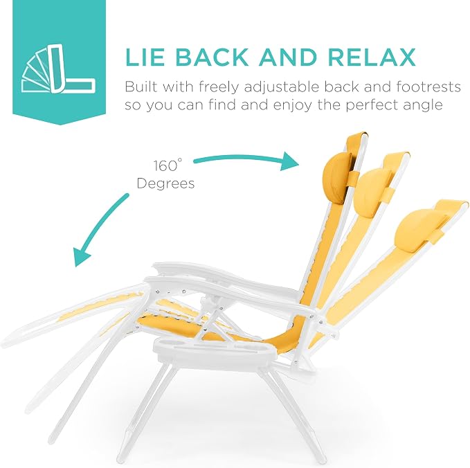 Best Choice Products Set of 2 Adjustable Steel Mesh Zero Gravity Lounge Chair - Image 4
