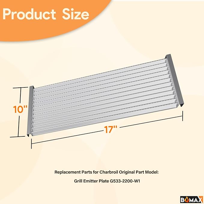 BQMAX 17" x 10" Grill Emitter Replacement Parts for Charbroil TRU Infrared Grill 463257520 463255721 463242716 463276016 466242715 G533-2200-W1 for Charbroil Grill Replacement Parts
