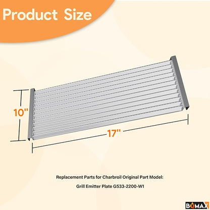 BQMAX 17" x 10" Grill Emitter Replacement Parts for Charbroil TRU Infrared Grill 463257520 463255721 463242716 463276016 466242715 G533-2200-W1 for Charbroil Grill Replacement Parts