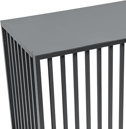 Air Conditioner Fence with Top Cover, Grey 4 Panels 43.3 "L x 23.6 "W x 31.5 "H Privacy Fence Panels for Outside, Freestanding Metal Trash Can Hider Outdoor, No-Dig Air Conditioner Sun Blocker Kit