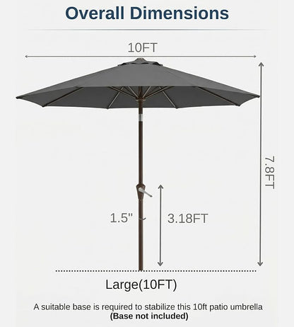 10FT Patio Umbrella, Outdoor Umbrella - Image 8