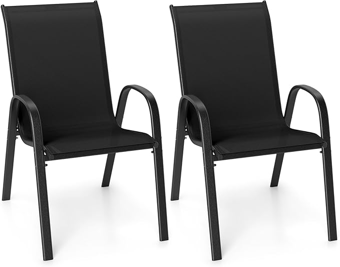 Tangkula Patio Dining Chairs Set of 2, Outdoor Stackable All Weather Heavy Duty by TANGKULA