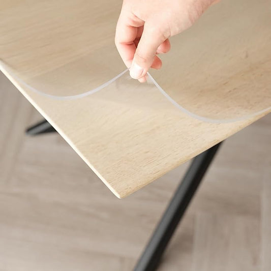 Clear Table Cover Protector, 32x60 inch , German Quality with 3 Mm Thickness, Stain Resistant Dining Pad with Beveled Edges, Washable Tablecloth, Fitted Clear Desk Cover for Indoor & Outdoor Use