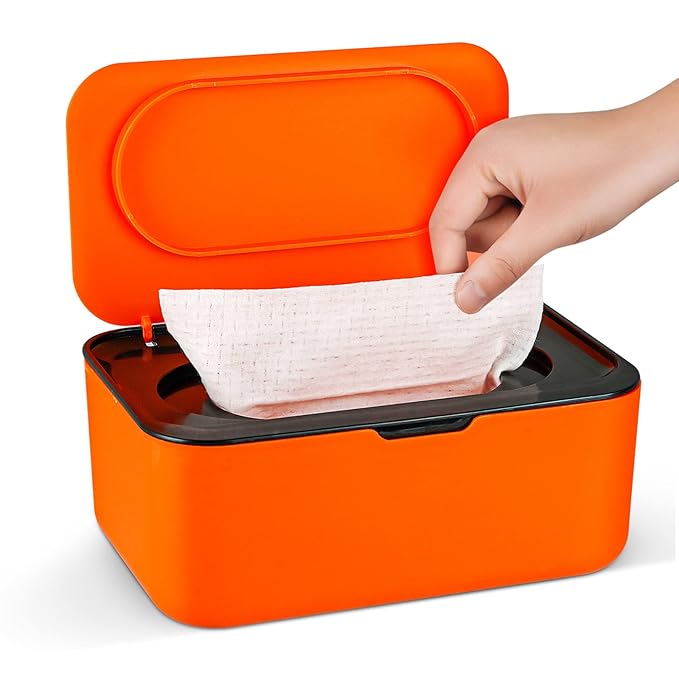 Baby Wipes Dispenser, Wipes Case Baby Wipe Holder Keeps Wipes Fresh, Non-Slip, Easy Open & Close (Black)