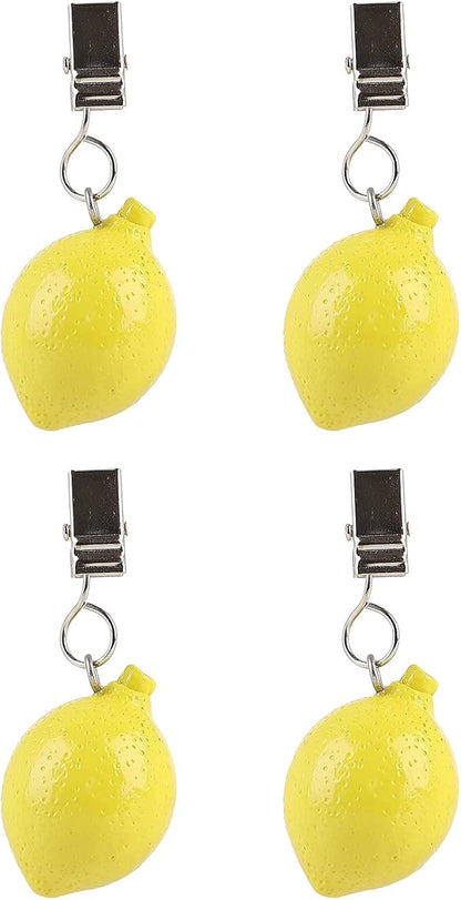 TwoFish Home Set of 4 Lemon Resin Tablecloth Weights Clips Handicraft Lemon Tablecloth Clamps Pack of 4