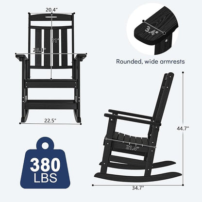 Oversized HDPE Outdoor Rocking Chair Set of 2, All-Weather, Extra Large & Extra - Image 2