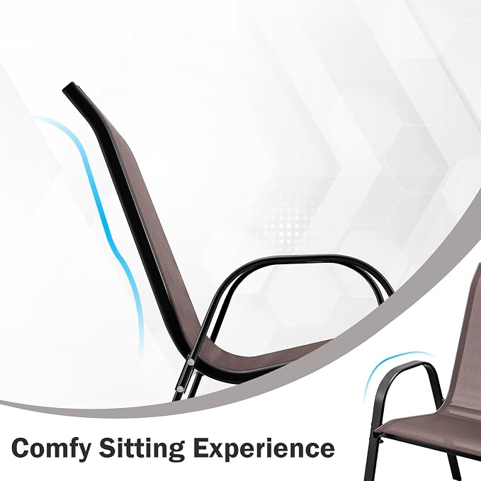 COSTWAY Patio Stackable Dining Chairs Set of 2 - Image 6