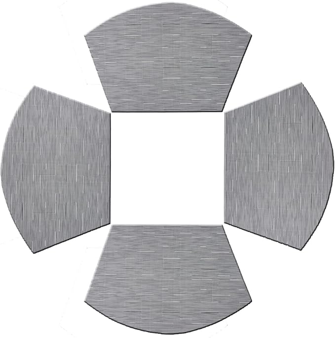 PIGCHCY Wedge Shaped Placemats for Dining Table Cross-Weave Washable Vinyl Placemat Heat Resistant Round Table Mats Set of 4 (Silver Grey)