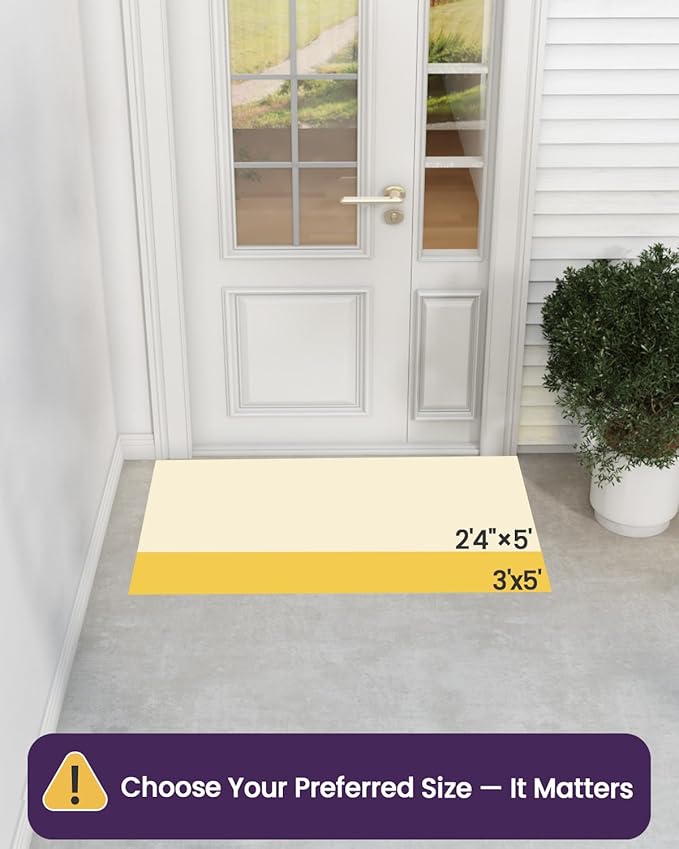 DEXI Front Door Mat Outside Entrance, 3x5 ft Rubber Entry Doormat Heavy Duty, Welcome Mats Non Slip for Inside House Floor Entryway Back Doors Exterior Patio, Squares Grey