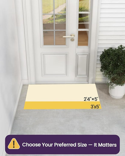 DEXI Front Door Mat Outside Entrance, 3x5 ft Rubber Entry Doormat Heavy Duty, Welcome Mats Non Slip for Inside House Floor Entryway Back Doors Exterior Patio, Squares Grey