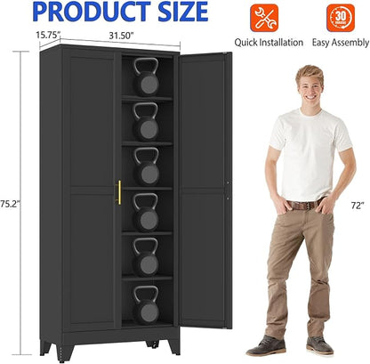 GAIOUS 75''Tall Metal Garage Storage Cabinet, File Cabinet - Image 2
