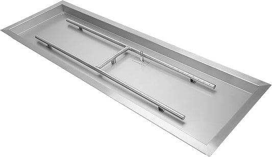 Stanbroil 30 x 10 Inch Rectangular Drop-in Fire Pit Pan with H-Burner, Gas Firepit for Outside, 304 Stainless Steel, 125,000 BTU Max