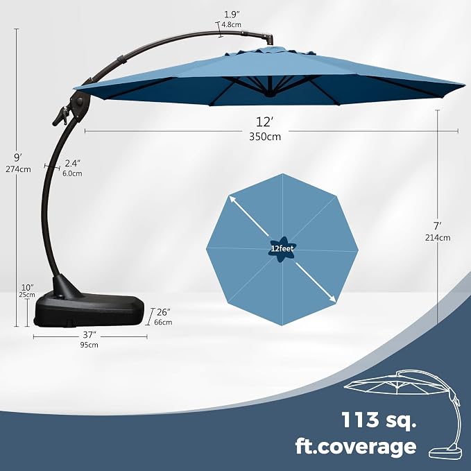 Grand patio 12FT Sunbrella Cantilever Umbrella - Image 4