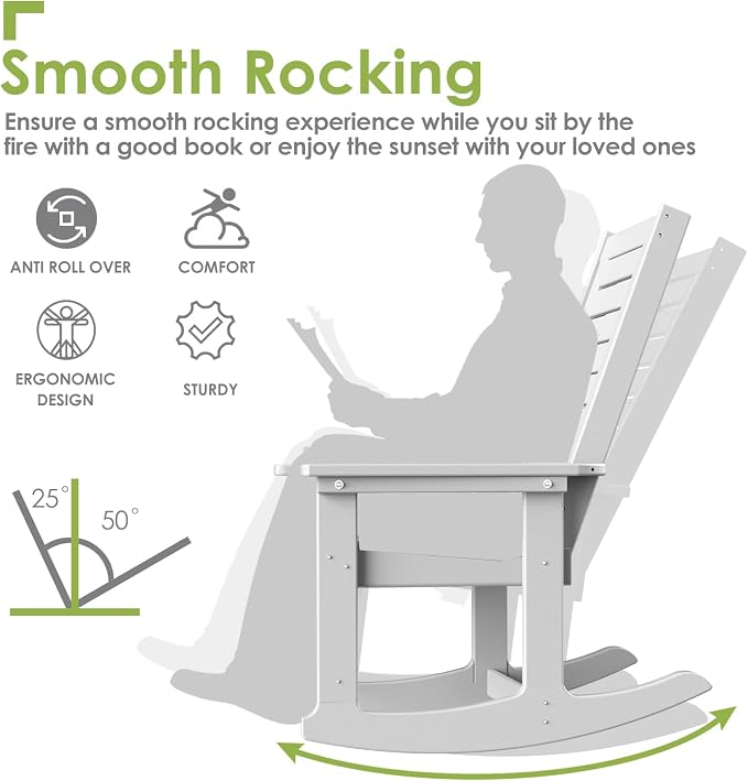 GREENVINES Oversized Outdoor Rocking Chairs Set of 2, HDPE Rocker - Image 6