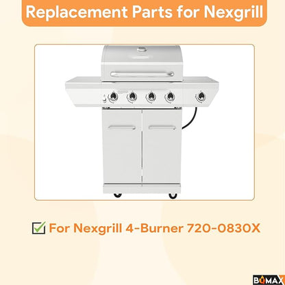 BQMAX Grill Replacement Parts for Nexgrill 4 Burner 720-0830X, Grill Grate, Grill Burner and Heat Plates for Nexgrill Replacement Parts, Grill Parts Kit for Nexgrill 720-0830X Replacement Parts