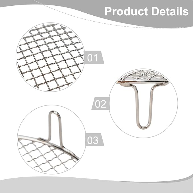Stainless Steel BBQ Grill Grid with Legs, Round Grid Cooking Net, Even Heating for Outdoor Camping and Home Barbecue(25cm)