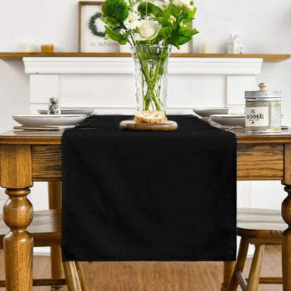 Artoid Mode Black Table Runner, Seasonal Halloween Washable Kitchen Dining Table Decoration for Home Party Decor 13x72 Inch
