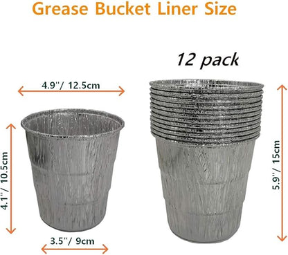 Drip Grease Bucket and 12-Pack Liners for Traeger 20/22/34 Series, Pit Boss etc Pellet Grill Smoker (Black 12)