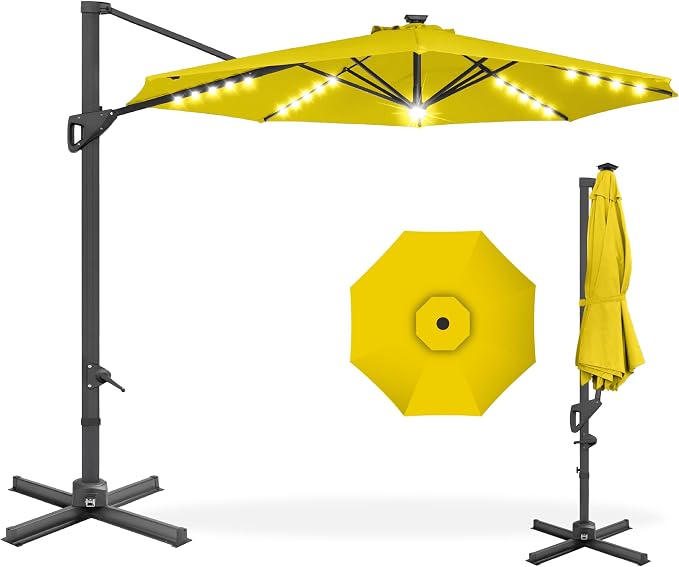 Best Choice Products 10ft Solar LED Cantilever Patio Umbrella, 360-Degree by Unknown