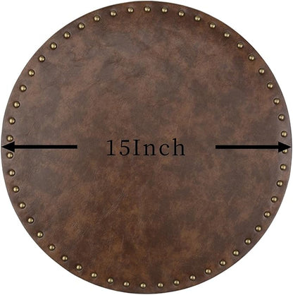 Round Placemats Set of 4, Waterproof Oilproof PU Place Mats, Heat Resistant Anti-Slip Faux Leather Table Mats for Indoor & Outdoor Use, Dark Brown