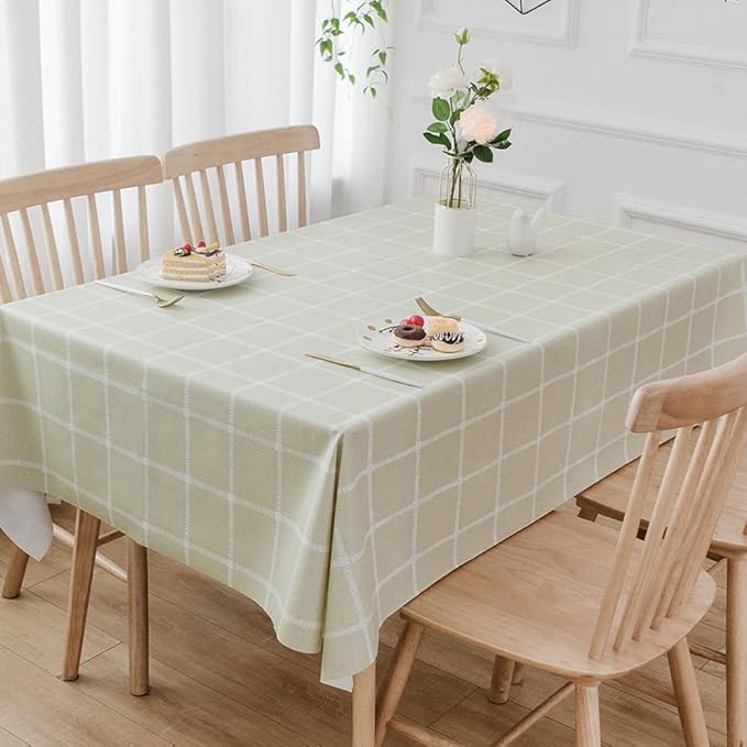 TruDelve Vinyl Tablecloth Rectangular Sage Green Plastic Tablecloths for Rectangle Tables Outdoor Table Covers Waterproof Tablecloth (54'' x 108'', Plaid-3)
