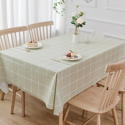 TruDelve Heavy Duty Vinyl Tablecloth Sage Green Plastic Table Cloth Spring Square Tablecloths Waterproof Outdoor Picnic Tables Cover (54'' x 54'', Plaid-3)