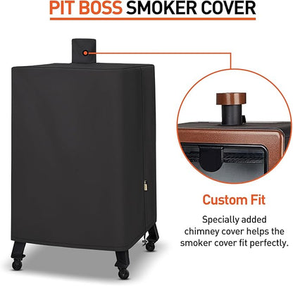 Arcedo Vertical Smoker Cover Compatible with Pit Boss Copperhead 4, 5, 7 Series, PBV4PS2, PBV4NX, Pro 4-Series, Heavy Duty Waterproof Outdoor Wood Pellet Grill Cover for PB 73550, Black