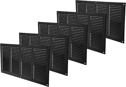 Vent Systems 16" x 8" Inch Anthracite Metal Air Vent Cover - Louvered Wall Grille with Built-in Mesh Screen - Weather Resistant HVAC Duct Cover for Exhaust & Supply in Home, Garage - Indoor & Outdoor