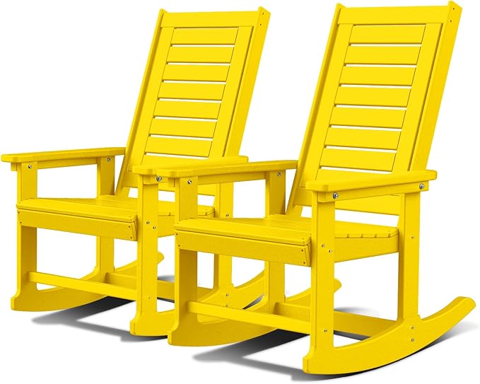 GREENVINES Oversized Outdoor Rocking Chairs Set of 2, HDPE Rocker by GreenVines
