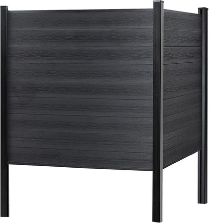 Mondaria Fence Privacy Screen with 8ft In-ground Posts, 6ft(H) x 6ft(W) Wood Plastic Composite Fence Panels Weather-Resistant Outdoor Fence for Backyard/Garden (Black, 1 Post)