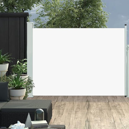 YAFF Patio Retractable Outdoor Folding Privacy Divider, Water & UV Resistant Sun Shade Privacy Wind Screen for Garden, Backyard, Balcony, Terrace 47.2"x196.9" Cream (13.42lbs)