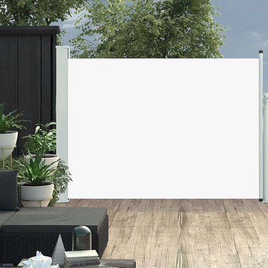 YAFF Patio Retractable Outdoor Folding Privacy Divider, Water & UV Resistant Sun Shade Privacy Wind Screen for Garden, Backyard, Balcony, Terrace 47.2"x196.9" Cream (13.42lbs)