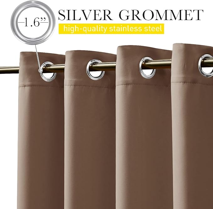 NICETOWN 2 Panels Outdoor Curtains Waterproof Bottom Fixed W46xL90 Tan | - Image 8