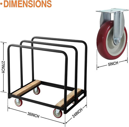 Folding Table Cart, Heavy Duty Table Dolly W/ 5" PU Swivel Wheels, Drywall Dolly Cart W/ 1500 LBS & 10 Table Capacity for Party Events, Hotel, Factory, Warehouse