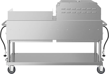 KoolMore 60 in. 8-Burner Commercial Outdoor Propane Gas BBQ Grill with 30 in. Griddle and 30 in. Pizza Oven in Stainless-Steel, ETL Listed (CGKIT6-G30P30)