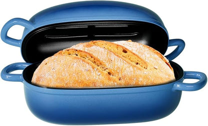 Dutch Oven for Bread Baking 9x6 Inch - 2.5QT Bread Pans for Homemade Bread Cast Iron Bread Pan Dutch Oven Loaf Pan with Lid and Loop Handles for Homemade Breadmaking