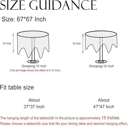 ISAENNE Designer Bohemian Linen Round Table Cloth,Colorful Floral Pattern Tablecloth,Wrinkle Resistant Decorative Tablecloths for Dining Thanksgiving Kitchen Party,Diameter 67"-Grace A