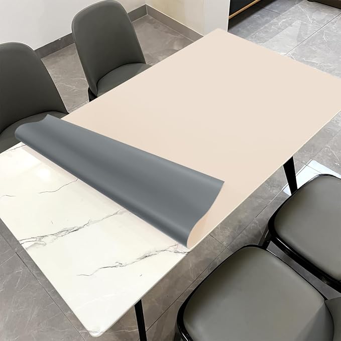 Table Pads for Dining Room Table for Dining Room Table - Can Be Used On Both Sides Waterproof and Easy to Clean Good Flatness Used for Dining Table(Off White+Light Gray 46x72)