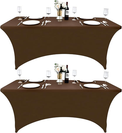 2-Pack 4ft Spandex Table Covers for Rectangular Folding Tables - Wrinkle Resistant Stretch Tight Table Cloths - Ultimate Fitted Table Protector for Parties, Banquet, and Wedding