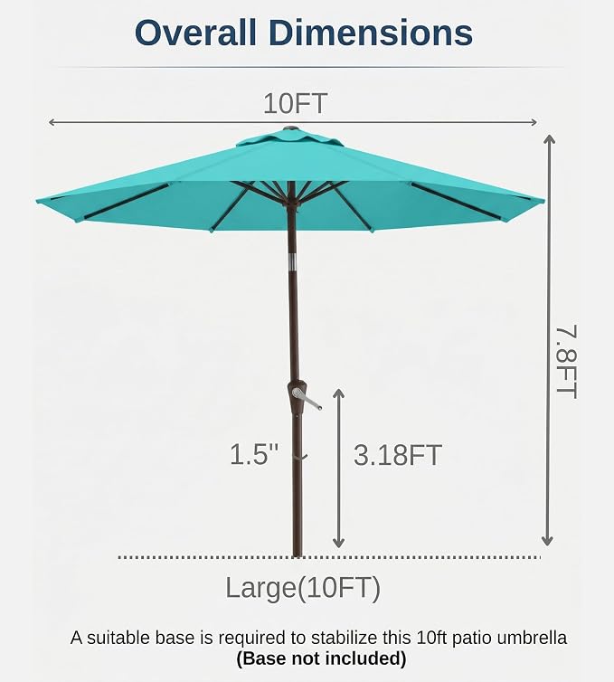 10FT Patio Umbrella, Outdoor Umbrella - Image 8