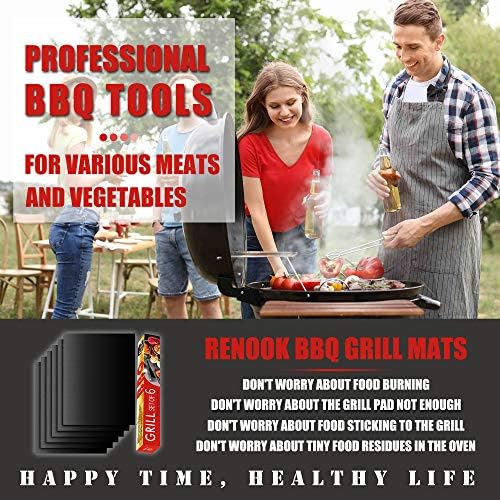 Grill Mat Set of 6+6-100% Non-Stick Reusable Mats - Image 2