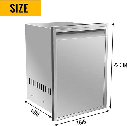 Outdoor Kitchen Stainless Steel Triple Access BBQ Drawers With Handle For BBQ Island Patio Grill Station,Trash Drawer