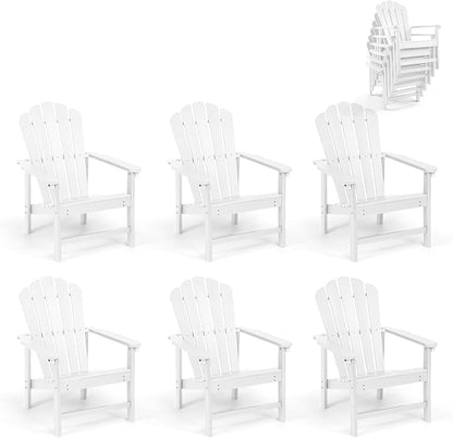 Oversized Stackable Adirondack Chair Set of 6, HDPE Fire Pit Chair | All-Weather by Mguio