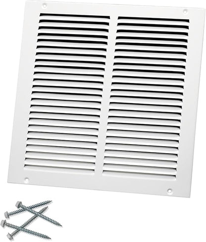 12"W x 12"H [Duct Opening Size] Steel Return Air Grille, Air Return Vent Cover for Ceiling and Sidewall - HVAC Air Vent Covers - [Outer Dimensions: 13.75"W x 13.75"H]