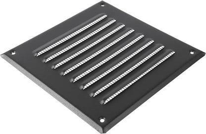 Square Ventilation Grille / 5" x 5" Inch Inside Measurement/Black Metal Air Vent Louver - Inside/Outside use / 6.5" x 6.5" Inch Outer Measurement